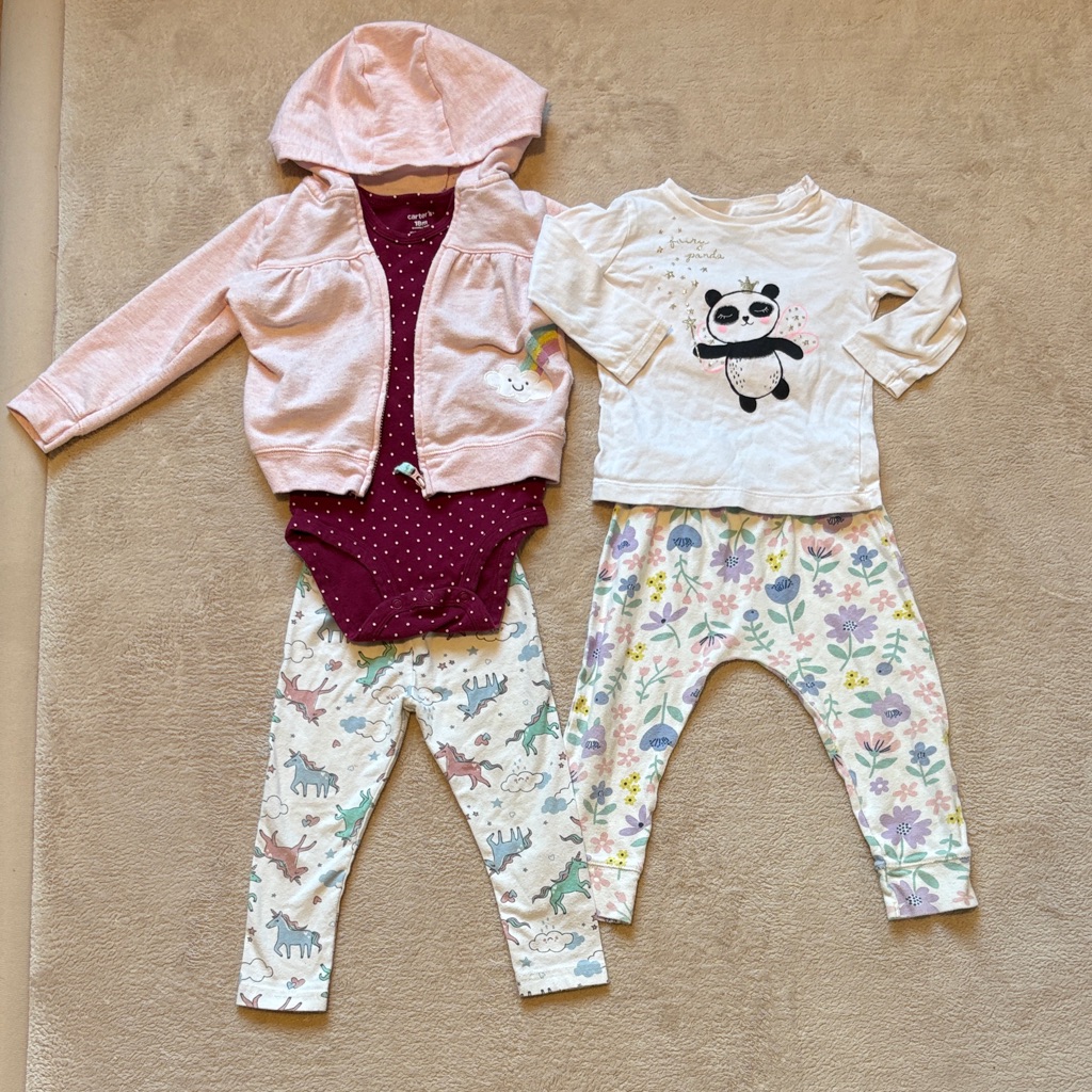 Carter’s Babygirl Outfit Set With Hoodie And Panda Shirt , 18 M